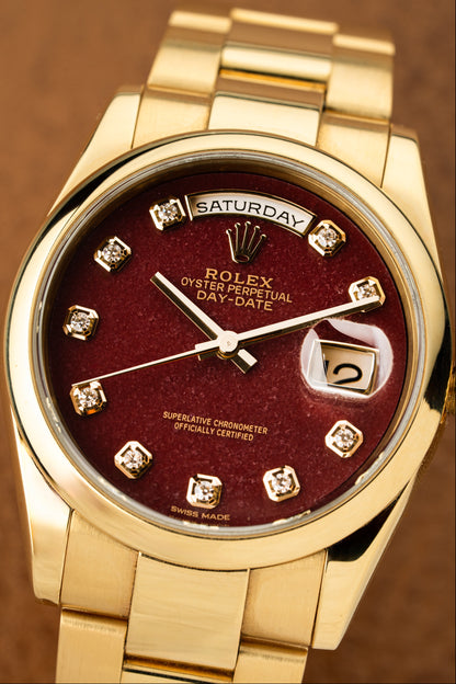 Rolex Day-Date 36mm Grossular Stone Dial - Ref. 118208