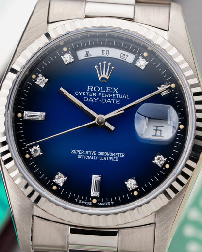 Rolex Day-Date 36mm ‘Mandarin’ Blue Vignette Dial - Ref. 18239