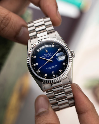 Rolex Day-Date 36mm ‘Mandarin’ Blue Vignette Dial - Ref. 18239