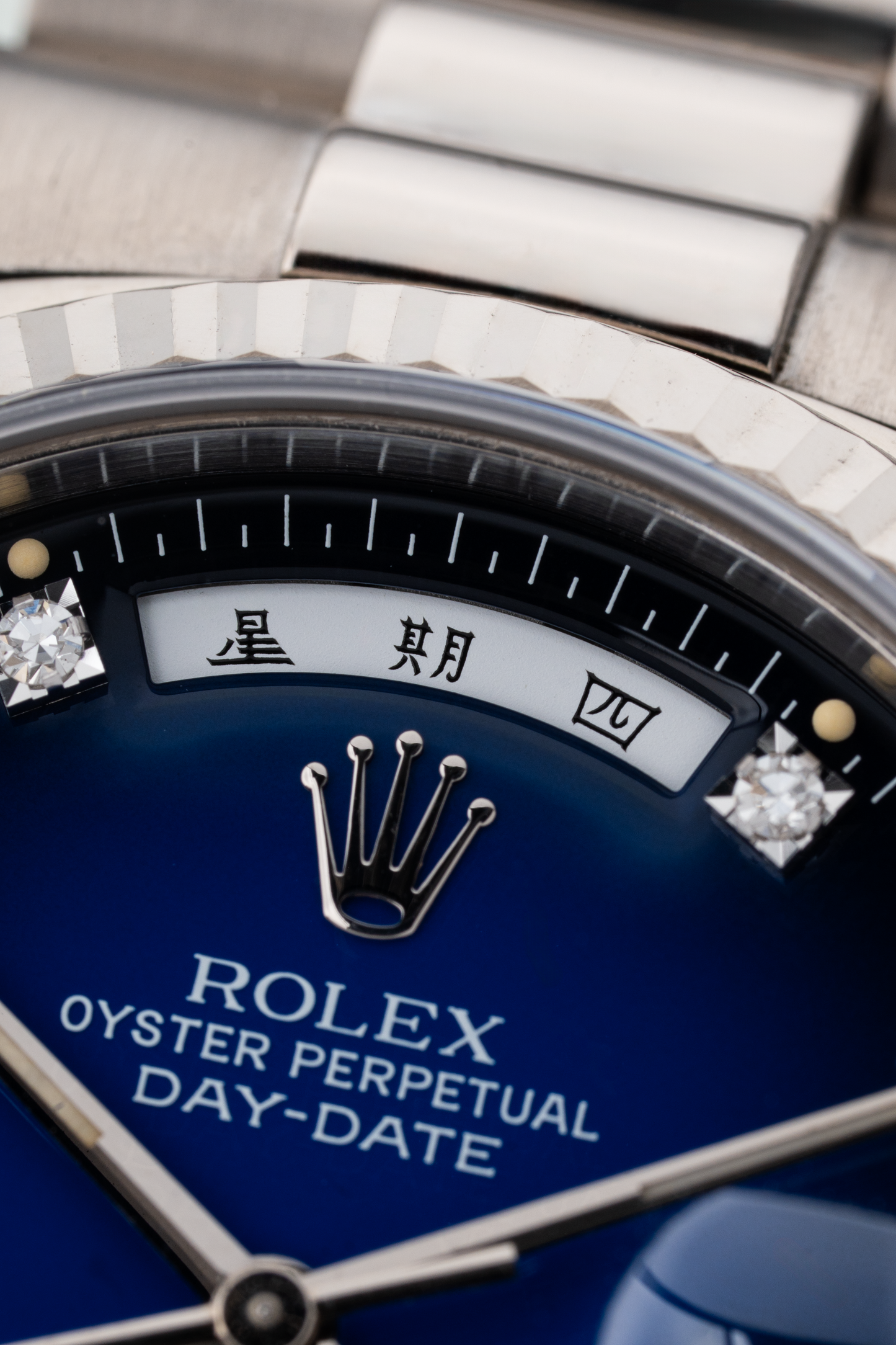 Rolex Day-Date 36mm ‘Mandarin’ Blue Vignette Dial - Ref. 18239