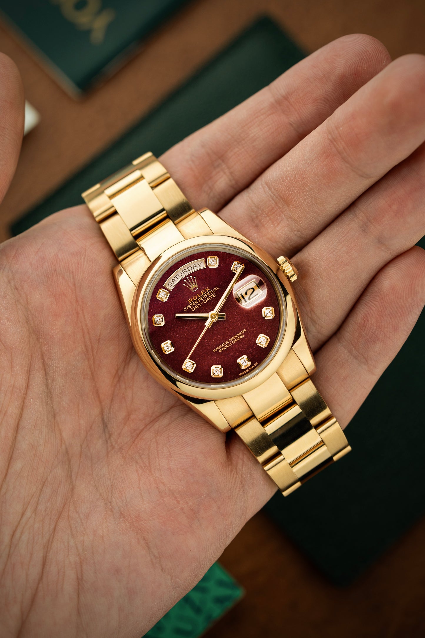 Rolex Day-Date 36mm Grossular Stone Dial - Ref. 118208