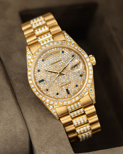 Rolex Day-Date 36mm Diamonds Pavé Sapphire - Ref. 18138