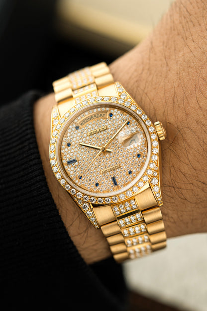 Rolex Day-Date 36mm Diamonds Pavé Sapphire - Ref. 18138