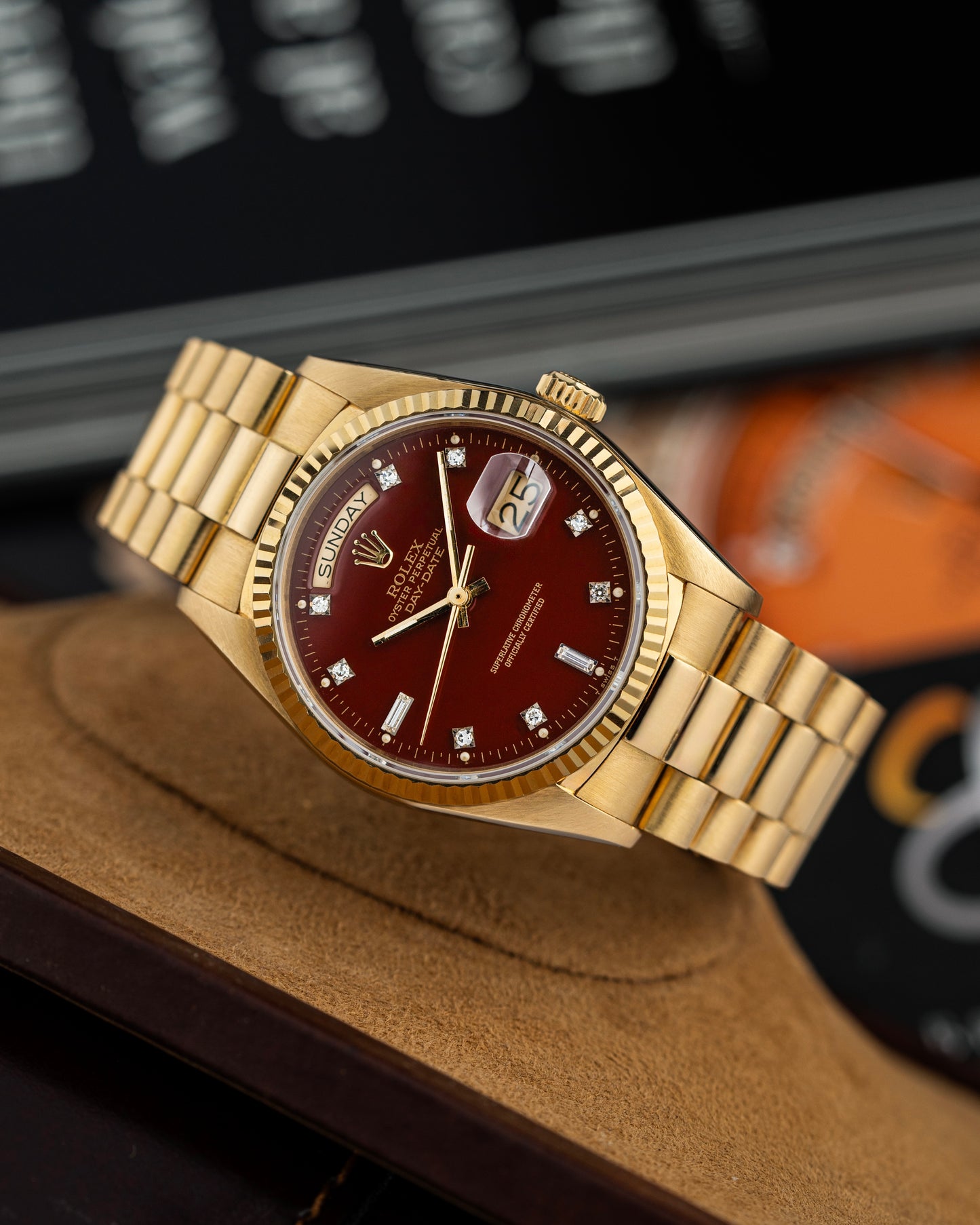 Rolex Day-Date 36mm Stella Oxblood Dial - Ref. 18038