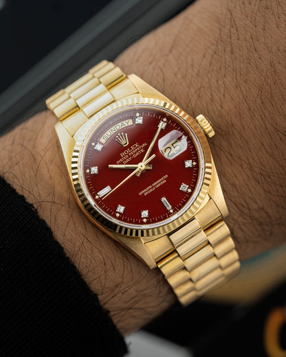 Rolex Day-Date 36mm Stella Oxblood Dial - Ref. 18038